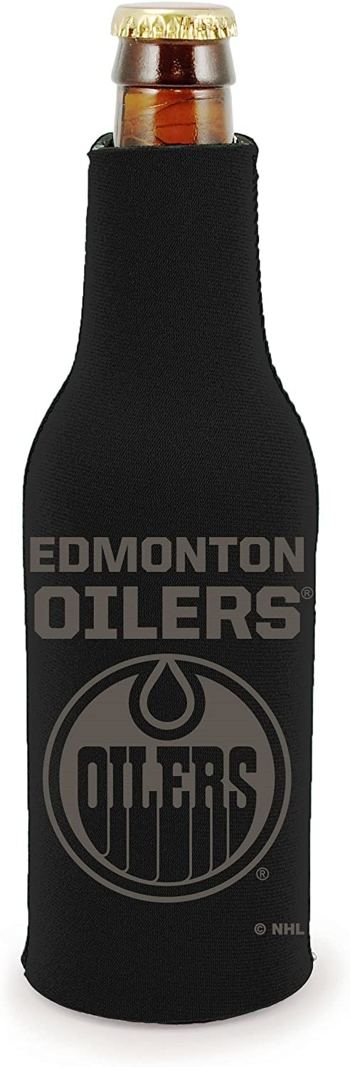 Edmonton Oilers 2-Pack Zipper Bottle Tonal Black Beverage Insulator Neoprene Holder Cooler Hockey