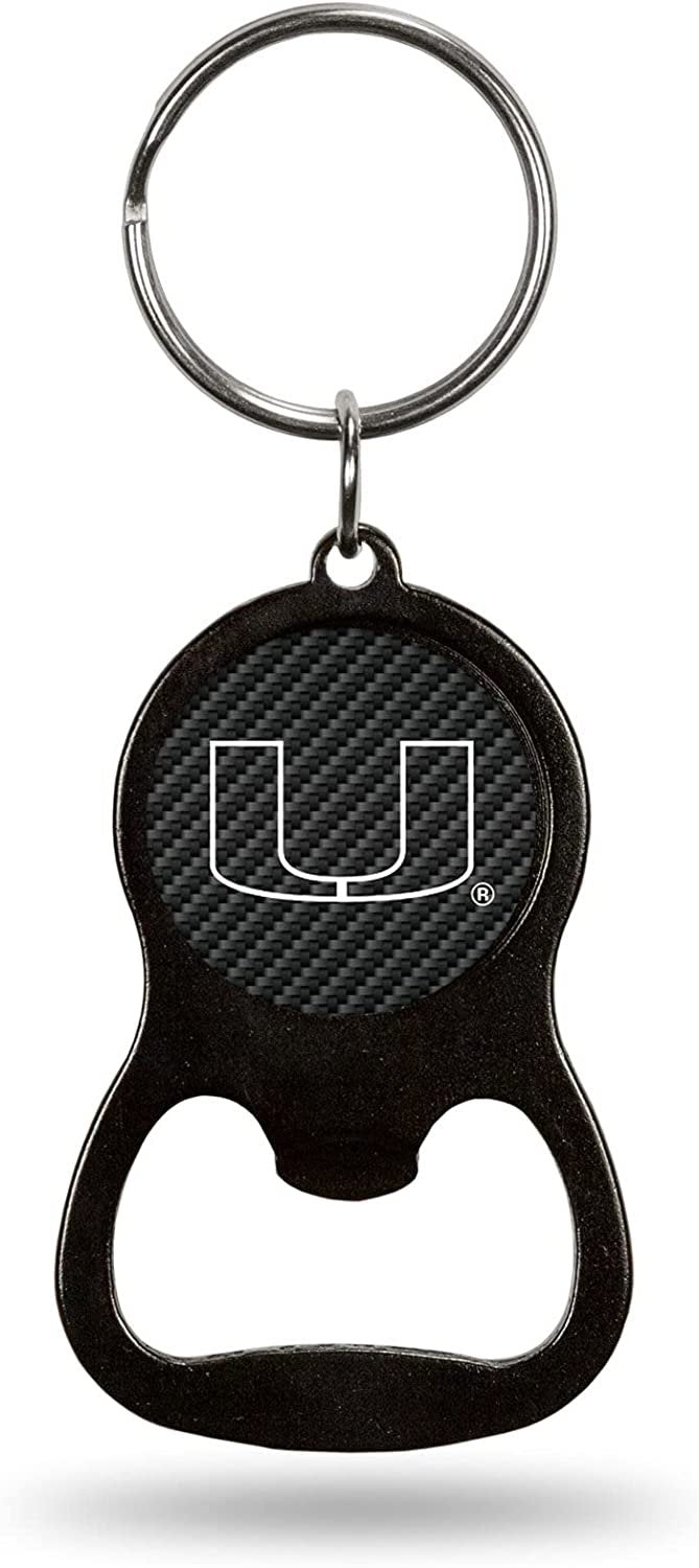 University of Miami Hurricanes Premium Solid Metal Keychain Bottle Opener, Carbon Fiber Design