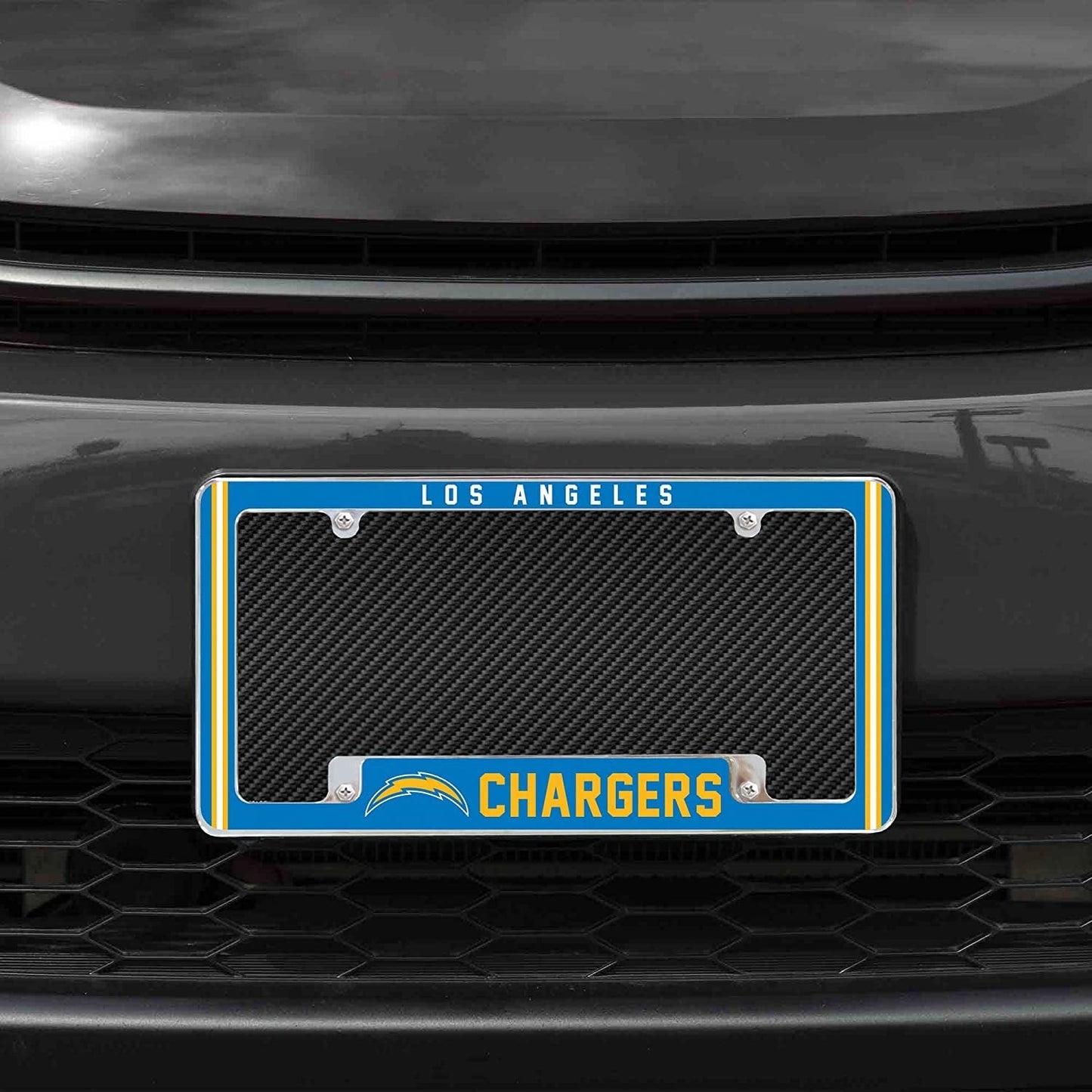 Los Angeles Chargers Metal License Plate Frame Chrome Tag Cover Alternate Design 6x12 Inch
