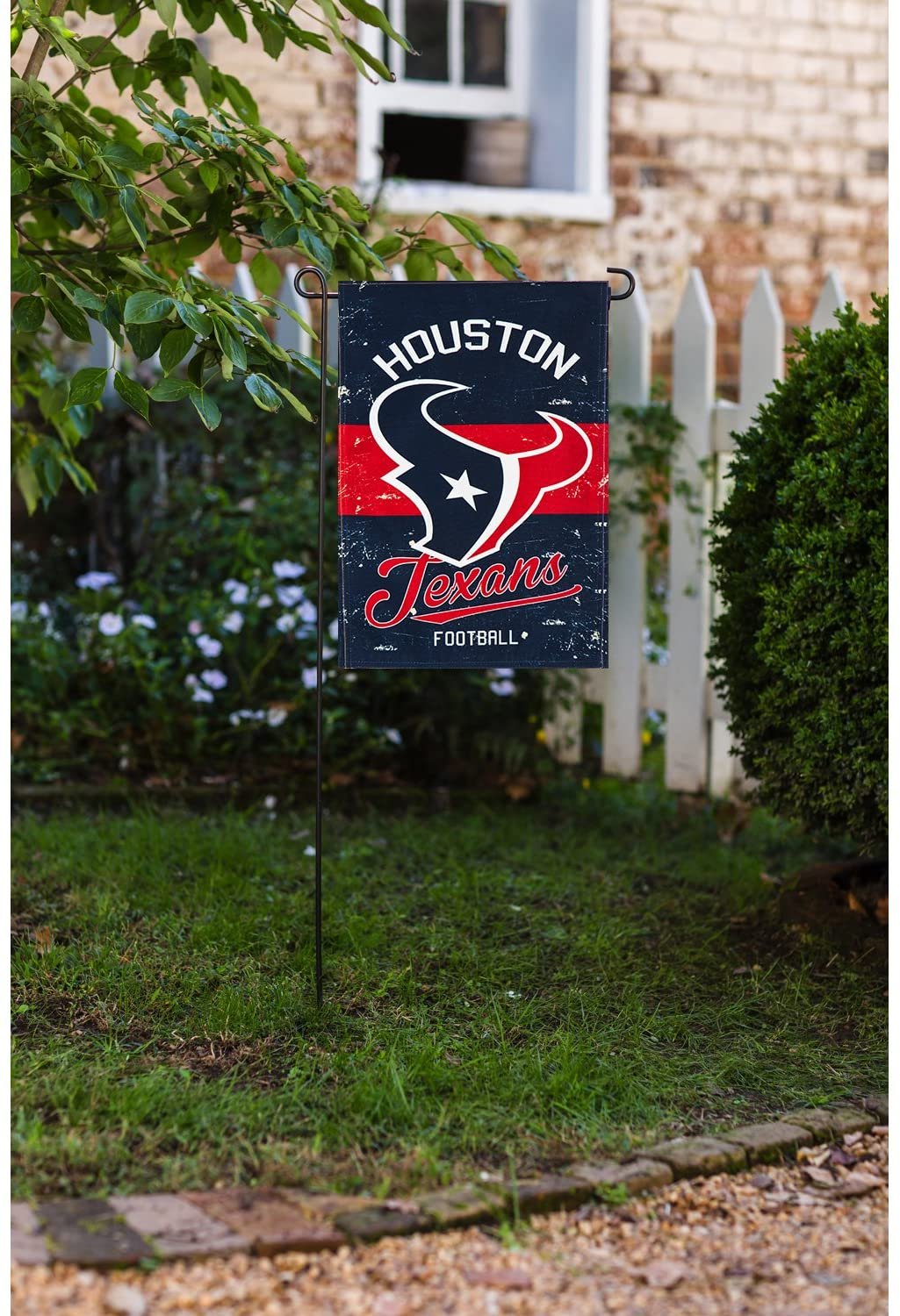 Houston Texans Premium Garden Flag Banner, Double Sided, Retro Vintage Design, Linen, 13x18 Inch