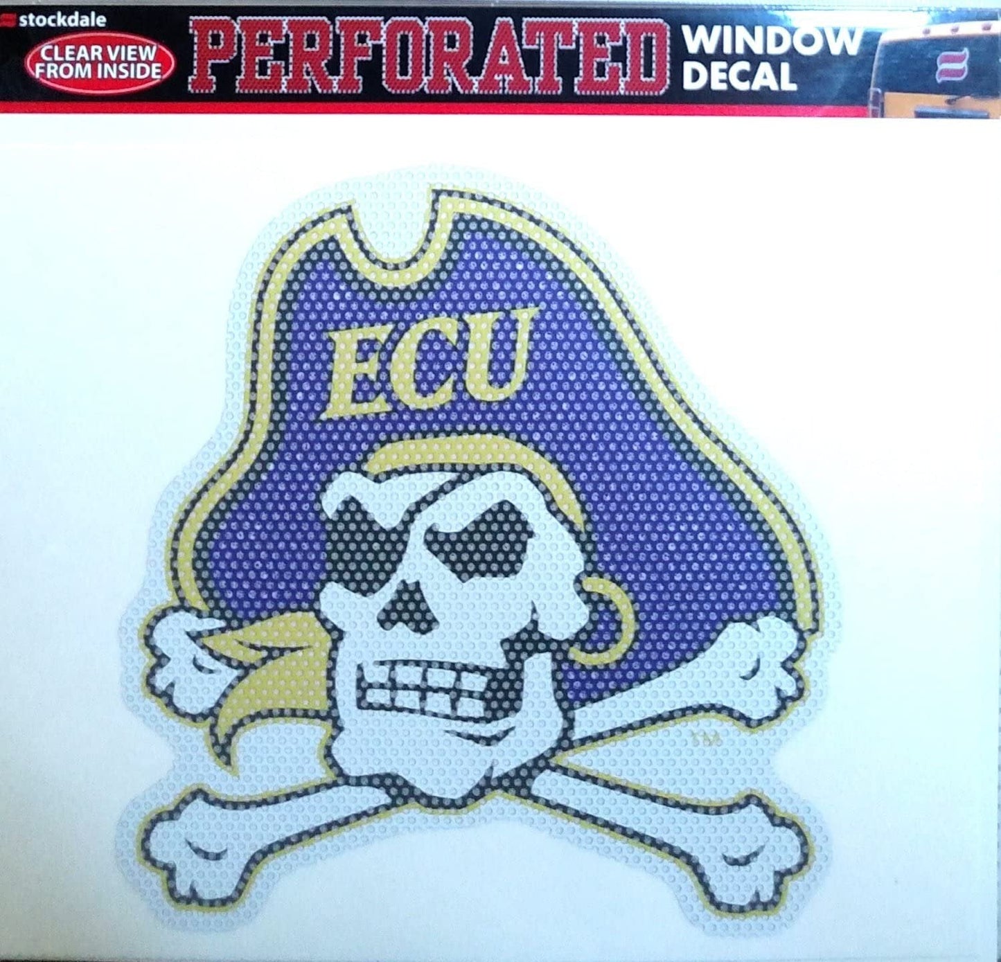 East Carolina University Pirates ECU 8 Inch Preforated Window Film Decal Sticker, One-Way Vision, Adhesive Backing