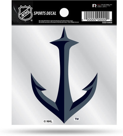 Seattle Kraken 4x4 Inch Die Cut Decal Sticker, Anchor Logo, Clear Backing