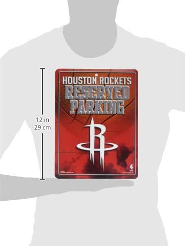 Houston Rockets Premium Metal Wall Parking Sign, 8.5x11 Inch, Primary Design, Great for Man Cave, Bed Room, Office, Home Decor