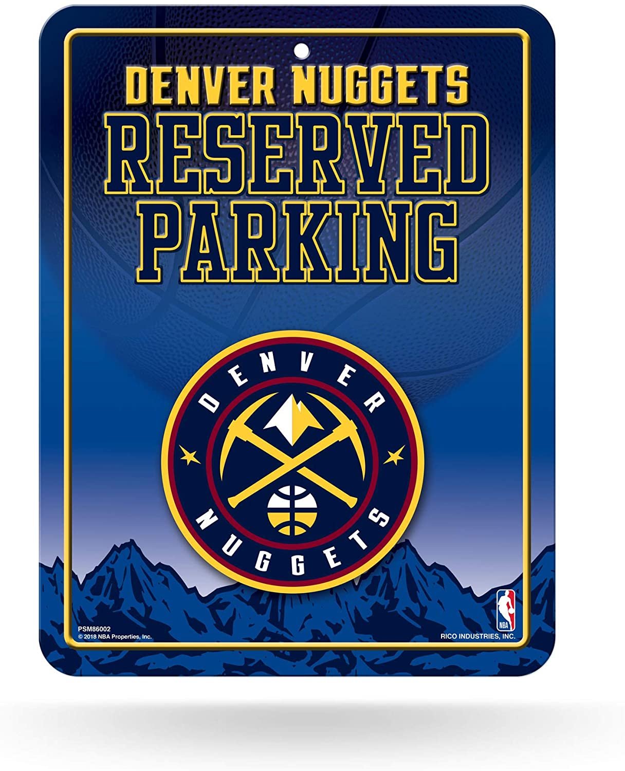 Denver Nuggets Premium Metal Wall Parking Sign, 8.5x11 Inch, Primary Design, Great for Man Cave, Bed Room, Office, Home Decor