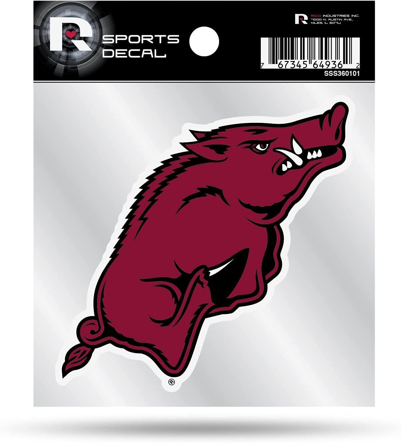 University of Arkansas Razorbacks 4x4 Inch Die Cut Decal Sticker, Primary Logo, Clear Backing