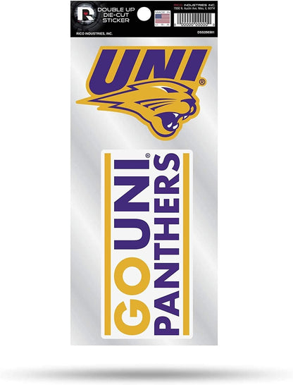 Northern Iowa University Panthers Double Up Die Cut Sticker Decal Sheet, 4x8 Inch