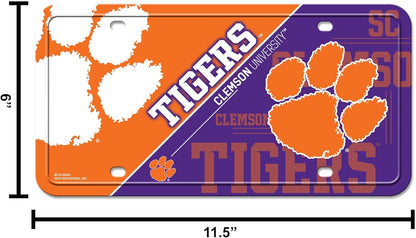 Clemson University Tigers Metal Tag License Plate, 12x6 Inch, Pre-drilled Holes