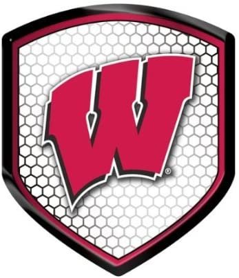 University of Wisconsin Badgers High Intensity Reflector, Shield Shape, Raised Decal Sticker, 2.5x3.5 Inch, Home or Auto, Full Adhesive Backing