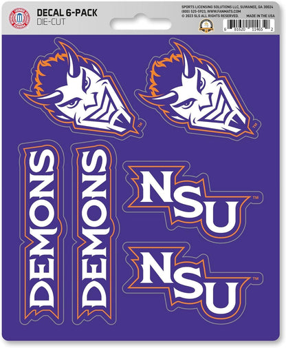 Northwestern State University Demons 6-Piece Decal Sticker Set, 5x6 Inch Sheet, Gift for football fans for any hard surfaces around home, automotive, personal items