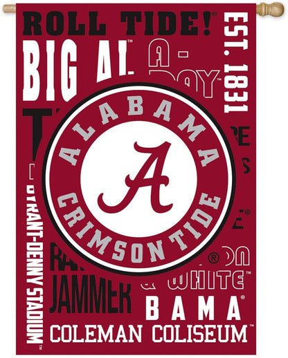 University of Alabama Crimson Tide Fan Premium Double Sided Banner Flag, Fan Rules Design, 28 x 44 Inches