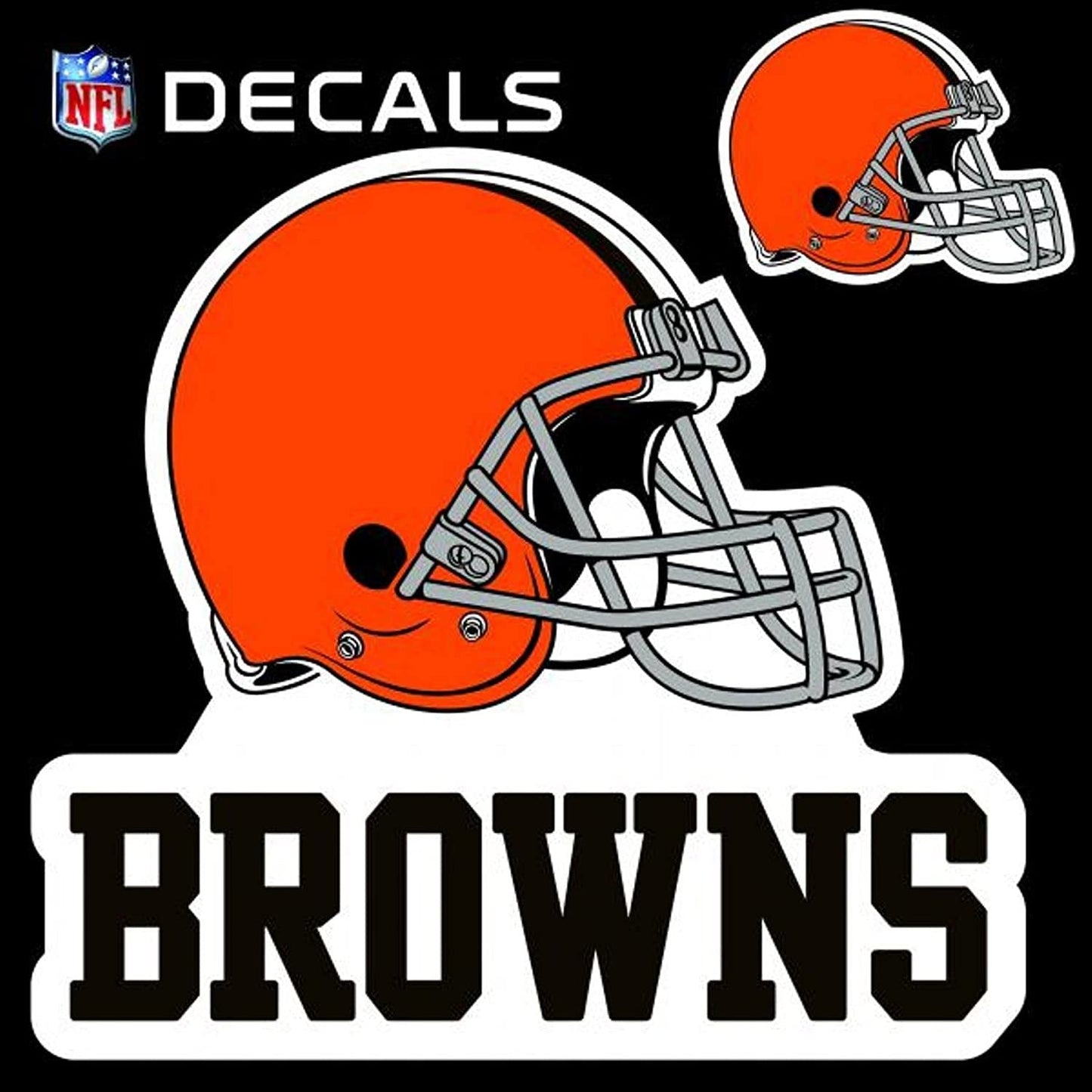 Cleveland Browns 8 Inch Logo Design Decal Sticker with Bonus Decal, Flat Reusable Auto Home