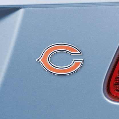 Chicago Bears Premium Solid Metal Raised Auto Emblem, C Logo, Shape Cut, Adhesive Backing