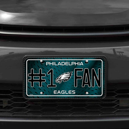 Philadelphia Eagles Metal Auto Tag License Plate, #1 Fan Design, 12x6 Inch
