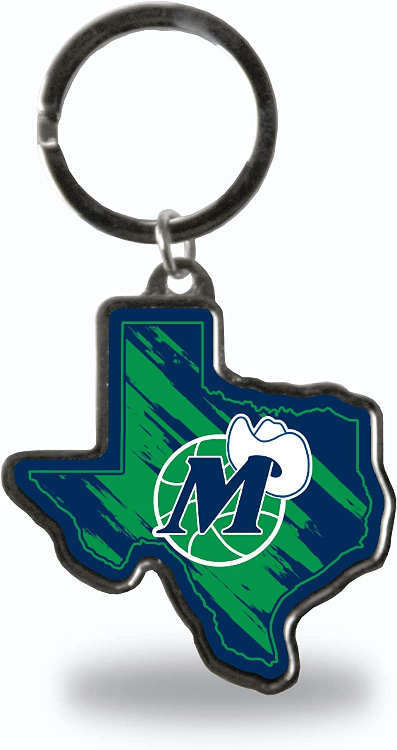 Dallas Mavericks Retro Logo Premium Metal Keychain, State Shaped, Team Color
