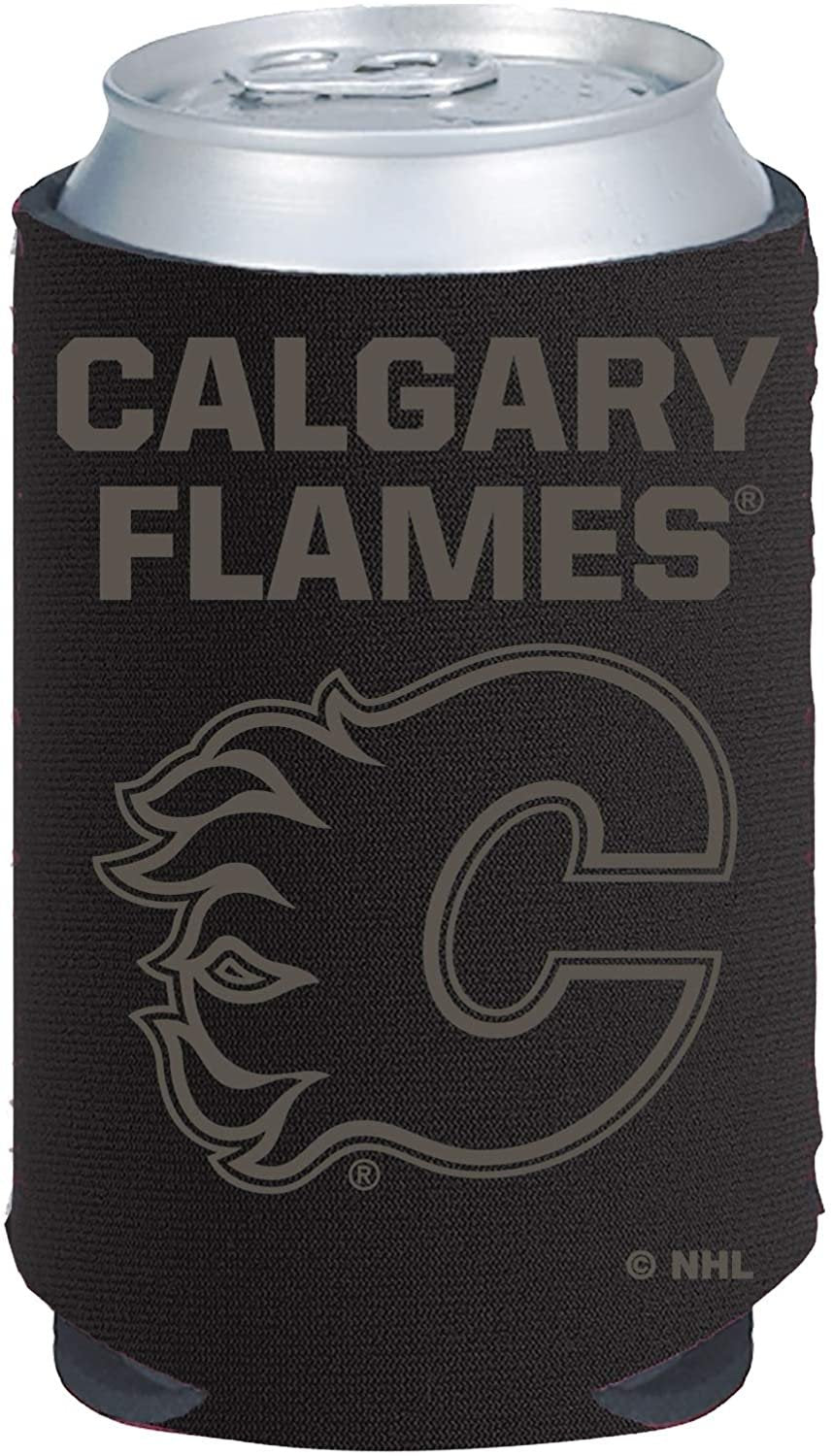 Calgary Flames Tonal Black Design 2-Pack 12oz CAN Neoprene Beverage Insulator Holder Cooler Hockey