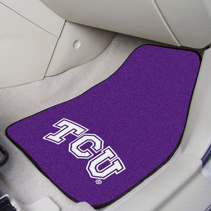 Texas Christian University Horned Frogs TCU Front Floor Mats, Carpet Car Set, 18x27 Inch, Nylon, Set of 2