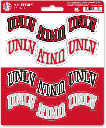 University of Nevada Las Vegas UNLV Running Rebels 12-Piece Mini Decal Sticker Set, 5x6 Inch Sheet, Gift for football fans for any hard surfaces around home, automotive, personal items