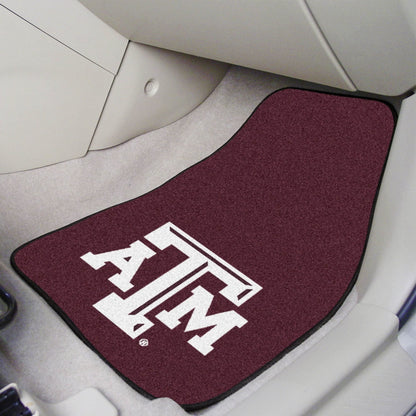 Texas A&M University Aggies 2-Piece Vehicle Carpet Mat Set, Front Row Automotive Floor Mats, Non-Slip Backing, 18x27 Inch Each, Team Colors, Officially Licensed