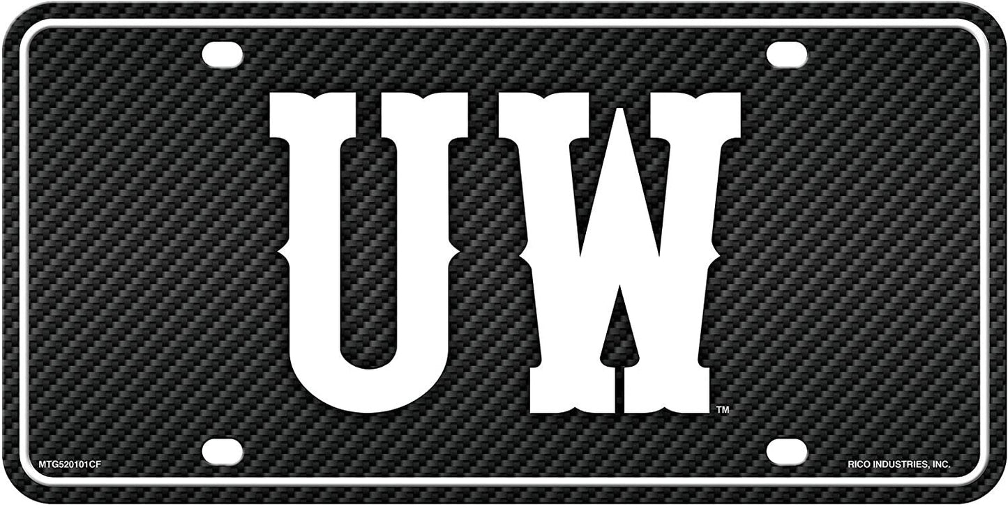 University of Wyoming Cowboys Metal Auto Tag License Plate, Carbon Fiber Design, 6x12 Inch
