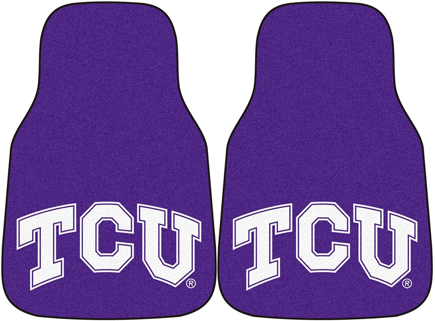 Texas Christian University Horned Frogs TCU Front Floor Mats, Carpet Car Set, 18x27 Inch, Nylon, Set of 2