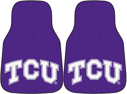 Texas Christian University Horned Frogs TCU Front Floor Mats, Carpet Car Set, 18x27 Inch, Nylon, Set of 2