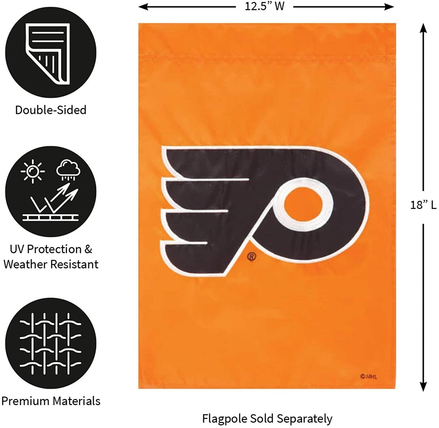 Philadelphia Flyers Premium Garden Flag Banner, Double Sided, Emroidered, 13x18 Inch