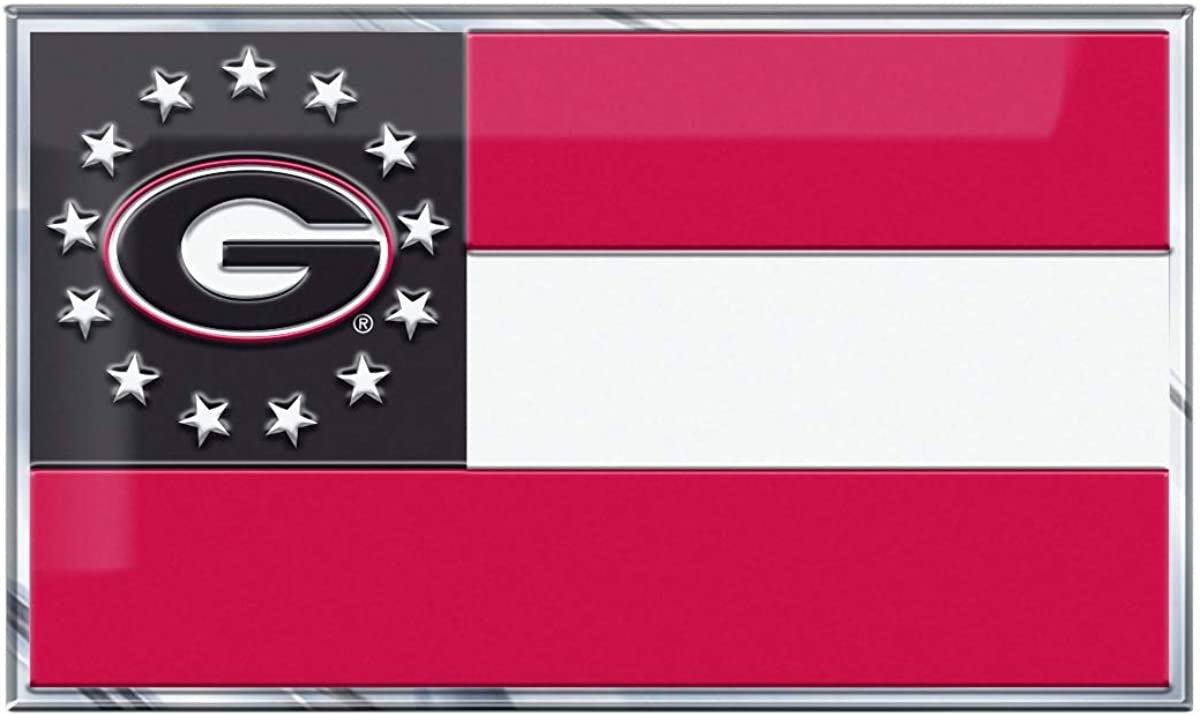 University of Georgia Bulldogs Color Auto Emblem State Flag Design Aluminum Metal