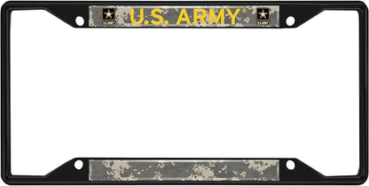 United States Army Military Black Metal License Plate Frame Tag Cover, 6x12 Inch