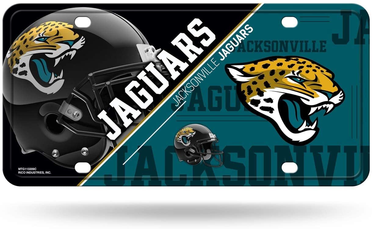 Jacksonville Jaguars Metal Auto Tag License Plate, Split Design, 6x12 Inch
