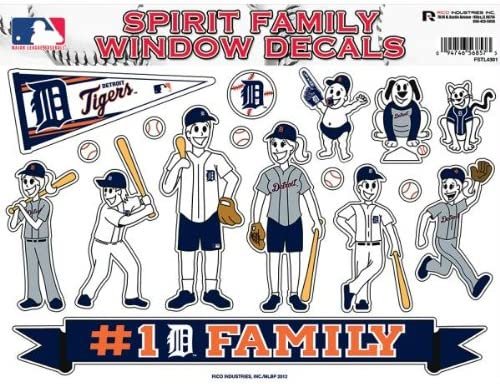 Detroit Tigers Decal Sticker Family Spirit Sheet Flat Vinyl 8x11 Inch