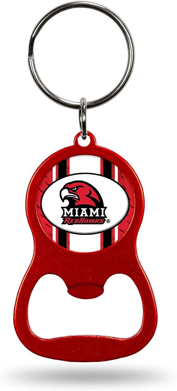 Miami University Redhawks Premium Solid Metal Bottle Opener Keychain, Key Ring, Team Color