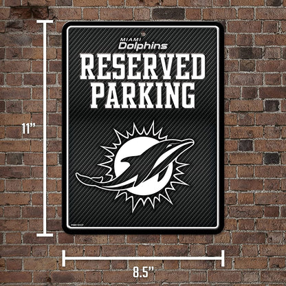 Miami Dolphins Metal Parking Sign, Carbon Fiber Design 8.5x11 Inch