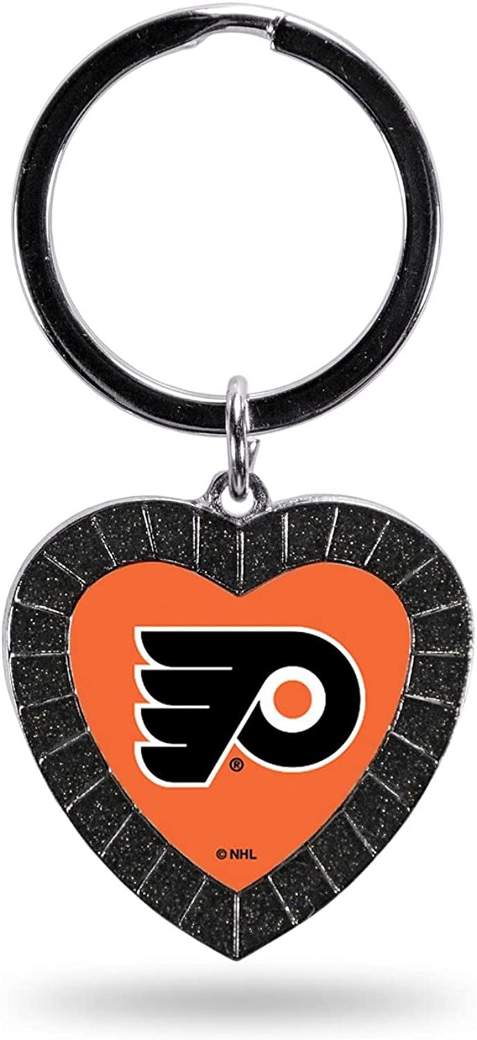 Philadlephia Flyers Keychain Rhinestone Heart Decal Emblem Team Color Hockey