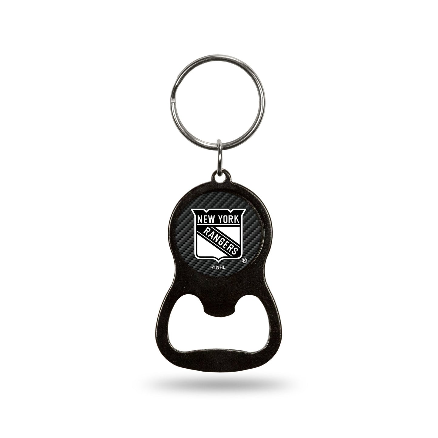 New York Rangers Metal Keychain Bottle Opener, Carbon Fiber Design