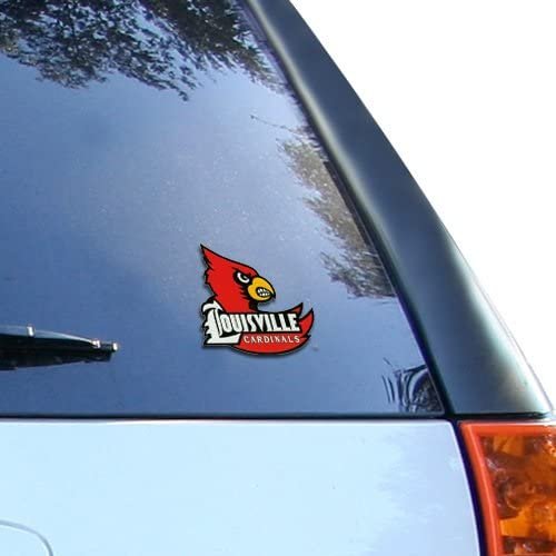 University of Louisville Cardinals 3 Inch Static Cling, Full Clear Adhesive Backing, Easy Peel and Stick Application, Removable and Reusable, Officially Licensed, Made in the USA