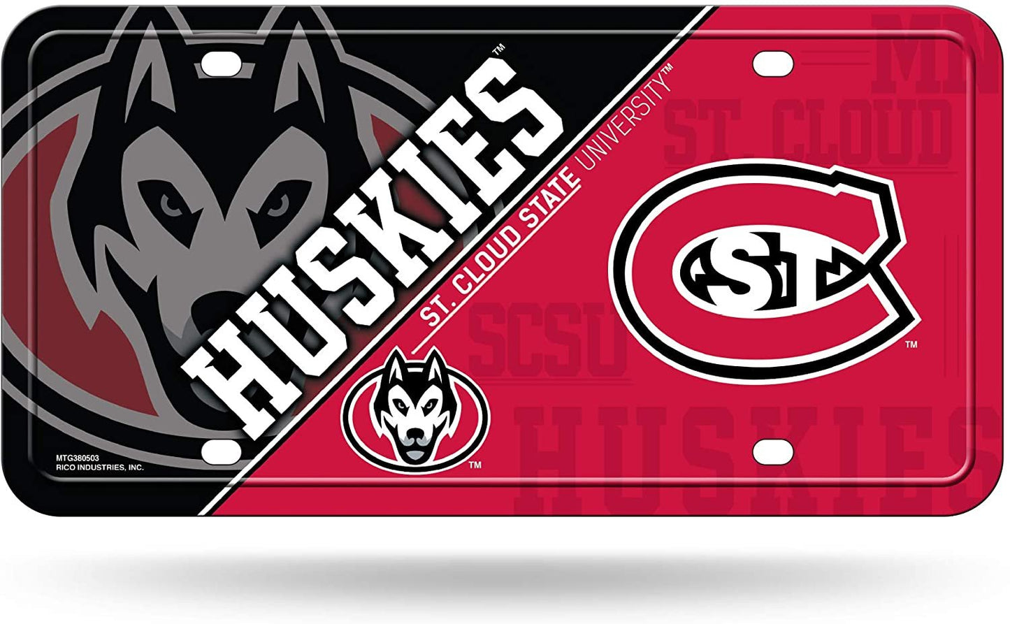 St Cloud State University Huskies Metal Auto Tag License Plate, Split Design, 6x12 Inch