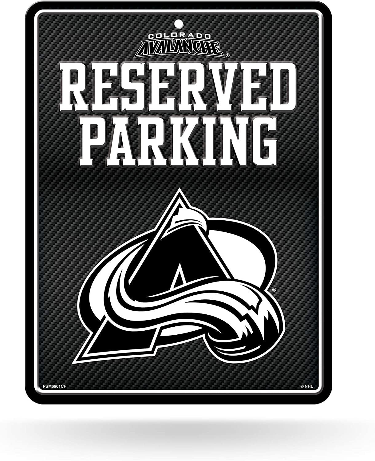 Colorado Avalanche Metal Parking Novelty Wall Sign 8.5 x 11 Inch Carbon Fiber Design