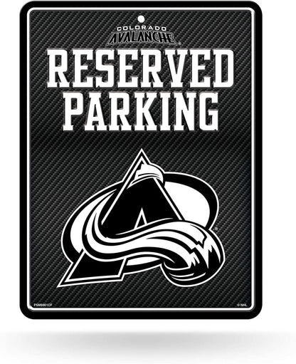 Colorado Avalanche Metal Parking Novelty Wall Sign 8.5 x 11 Inch Carbon Fiber Design