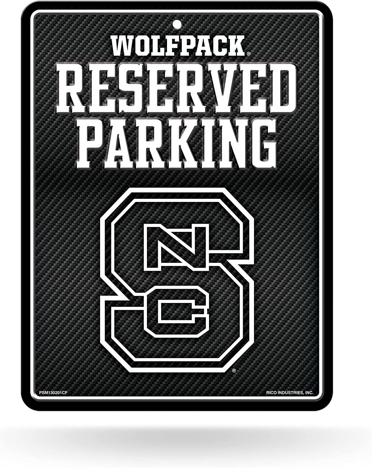 North Carolina State University Wolfpack Metal Parking Novelty Wall Sign 8.5 x 11 Inch Carbon Fiber Design