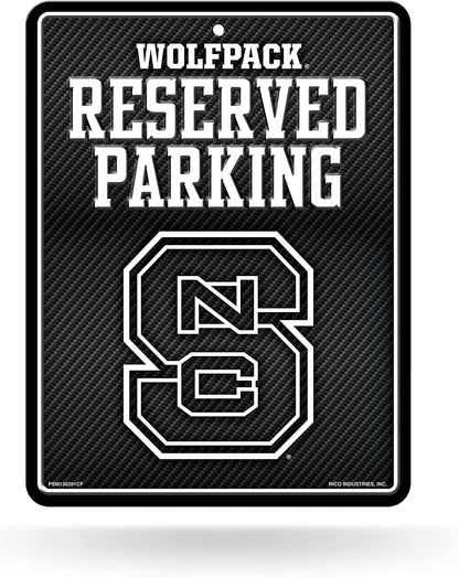 North Carolina State University Wolfpack Metal Parking Novelty Wall Sign 8.5 x 11 Inch Carbon Fiber Design