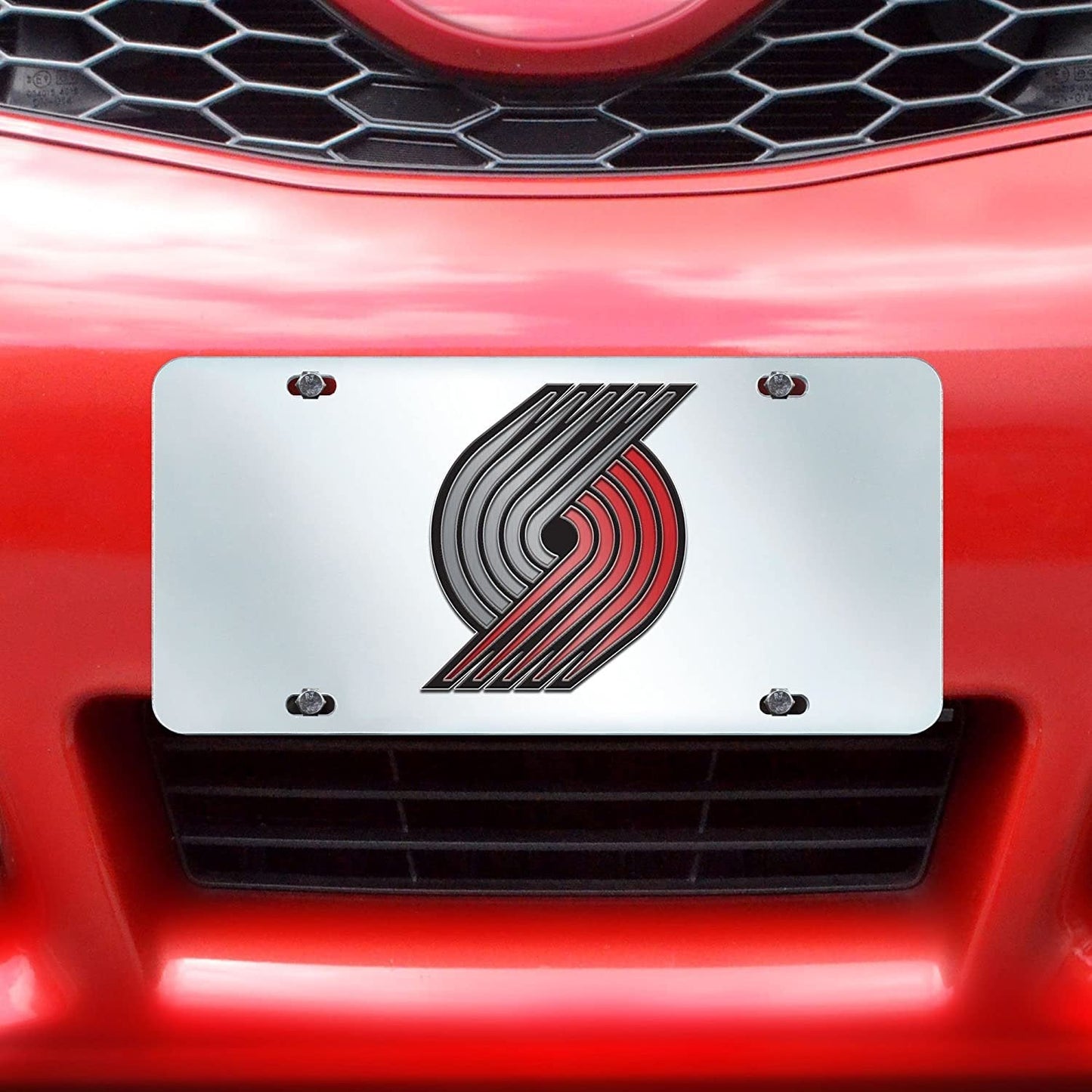 Portland Trail Blazers Premium Laser Cut Tag License Plate, Mirrored Acrylic Inlaid, 6x12 Inch