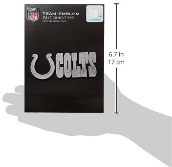 Indianapolis Colts Auto Emblem, Plastic Molded, Silver Chrome Color, Raised 3D Effect, Adhesive Backing