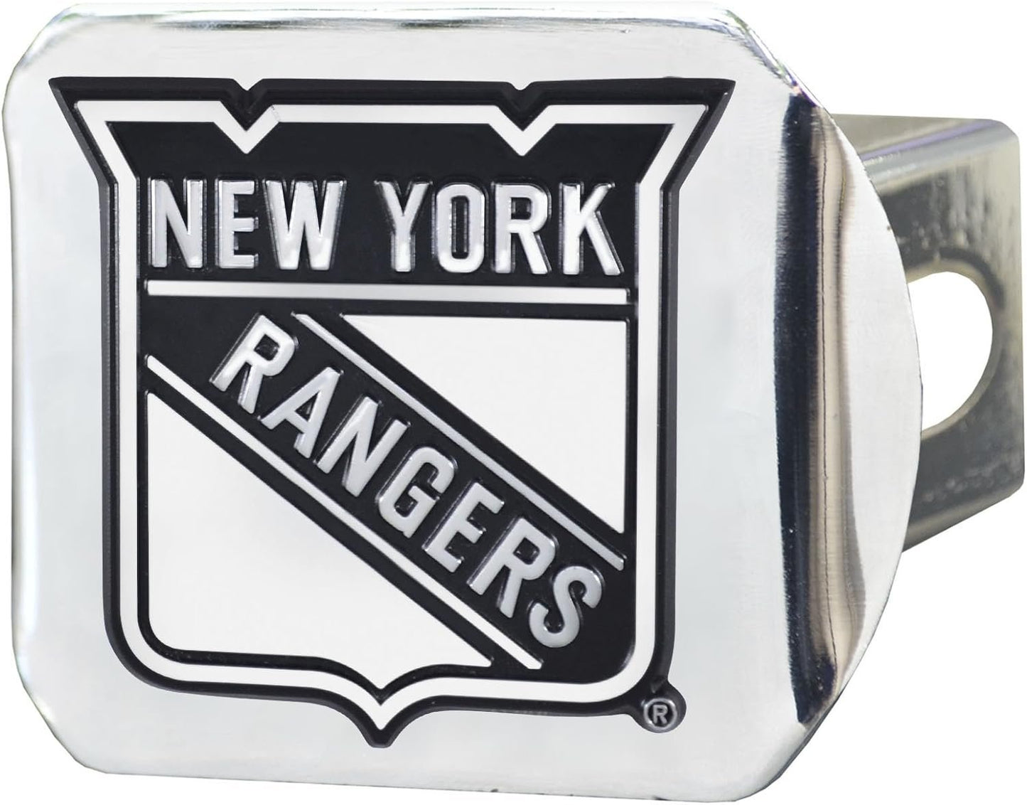 New York Rangers Hitch Cover Solid Metal with Chrome Metal Emblem 2" Square Type III