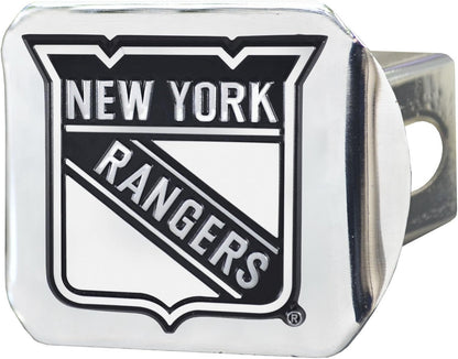 New York Rangers Hitch Cover Solid Metal with Chrome Metal Emblem 2" Square Type III
