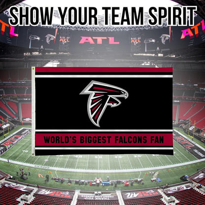 Atlanta Falcons 3x5 Feet Flag Banner, World's Biggest Fan, Metal Grommets, Single Sided, Indoor or Outdoor Use