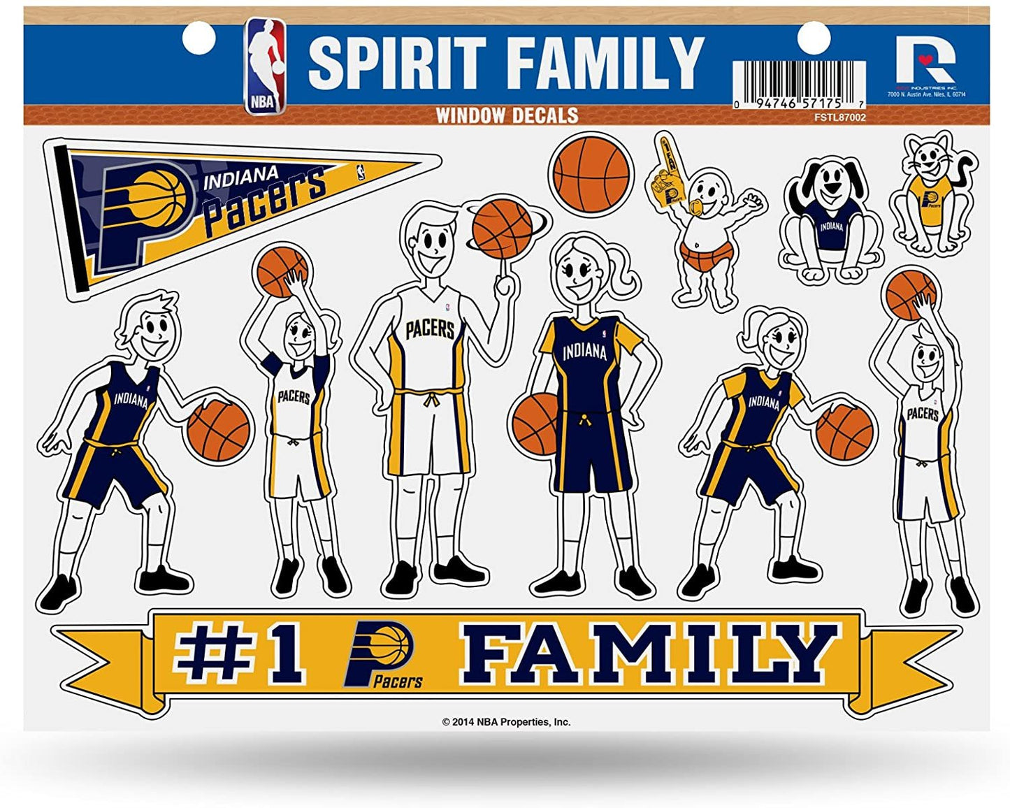 Indiana Pacers Family Decals Sticker Sheet, 8x11 Inch