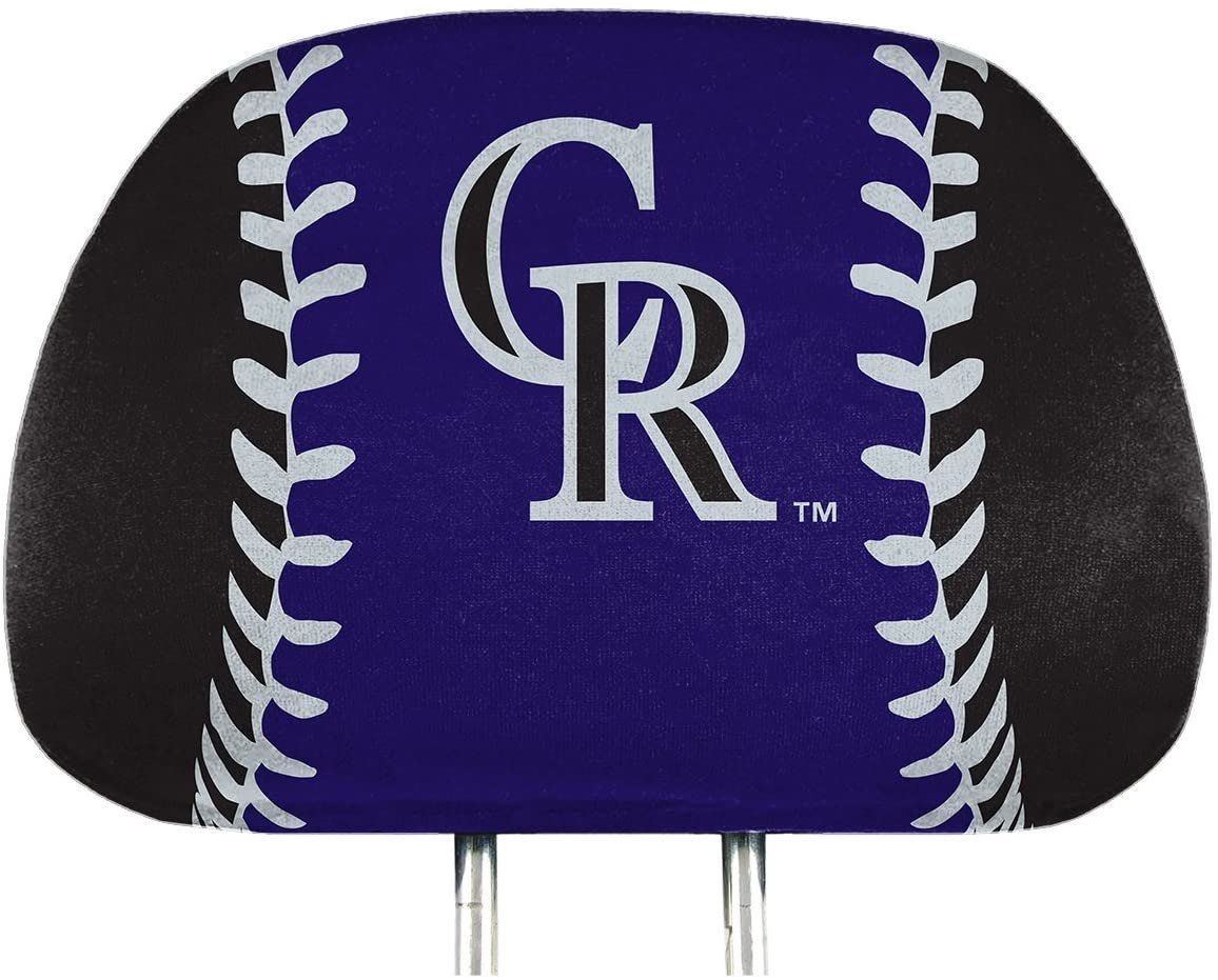 Colorado Rockies Pair of Premium Auto Head Rest Covers, Full Color Printed, Elastic, 14x10 Inch