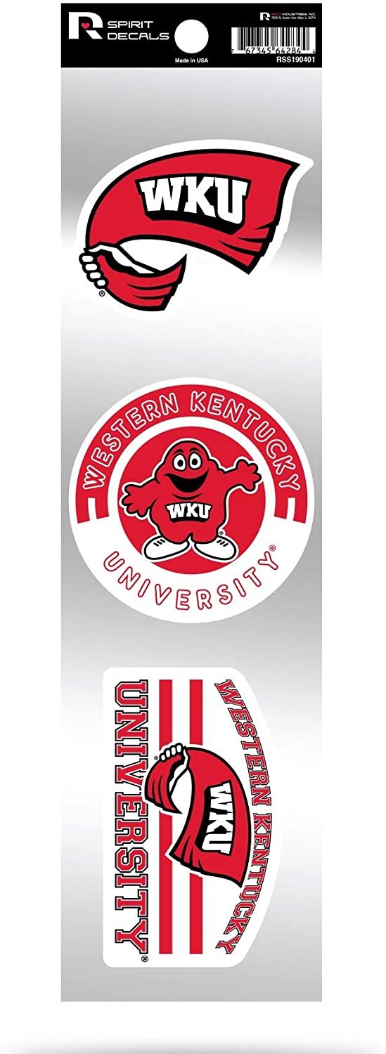 Western Kentucky Hilltoppers Triple Retro Throwback Spirit Decals Flat Vinyl Auto Home Sticker Sheet University of