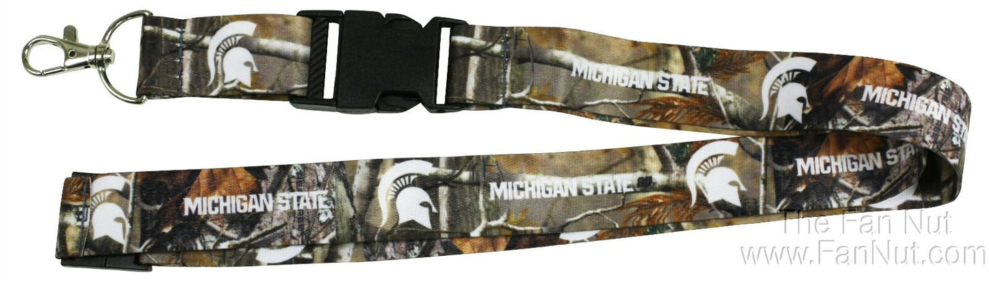 Michigan State University Spartans CamoLanyard Keychain Double Sided Breakaway Safety Design Adult 18 Inch