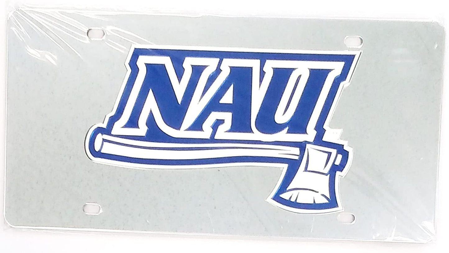 Northern Arizona University Lumberjacks Premium Laser Cut Tag License Plate, Mirrored Acrylic Inlaid, 6x12 Inch